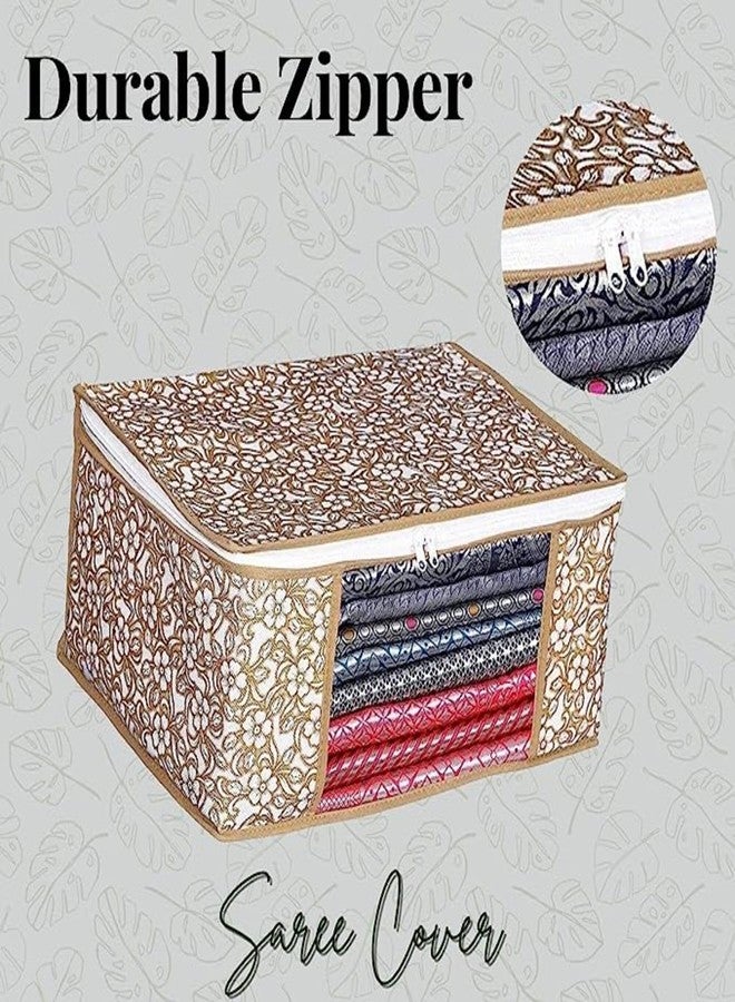 BB BACKBENCHERS غطاء ساري/غطاء ملابس/غطاء تخزين/منظم للخزانة/غطاء موفر للمساحة، مصنوع من قماش غير منسوج، مناسب للساري، واللينغا، والبدلات، والسراويل، والقمصان، مزود بسحاب ونافذة شفافة. - Image 2