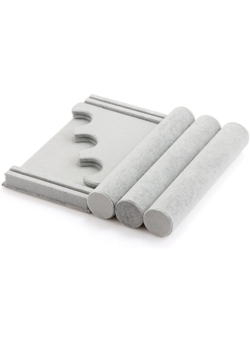 Triple Bracelet Holder Velvet Jewelry Display Stand Watch Bangle Bar Necklace Storage Organizer Gray - Image 5