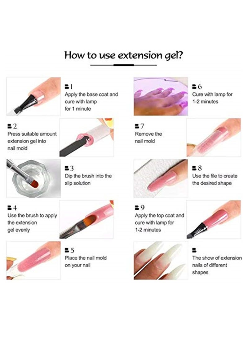 Captaintech Nail Extension Gel Kit with UV Light 3 Colors Poly Nail Gel Builder Glue 100 Nail Tips Perfect for Nail Art Beginners - Image 4