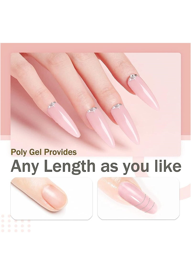 Captaintech Nail Extension Gel Kit with UV Light 3 Colors Poly Nail Gel Builder Glue 100 Nail Tips Perfect for Nail Art Beginners - Image 2