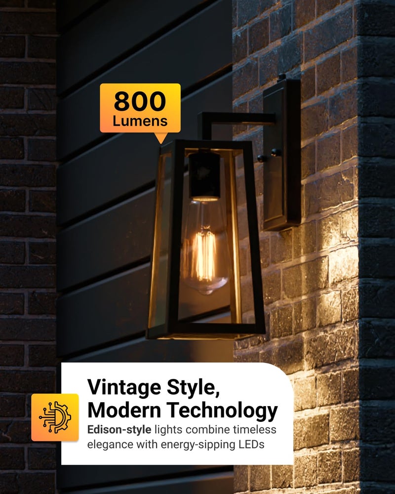 Sunco Lighting Sunco Dusk to Dawn Lights Bulb Outdoor, ST64 Edison Style Automatic Light Sensing Bulbs, 800 LM, 7W (60W Equivalent), ST19, 3000K Warm White, E26 Base UL 4 Pack - Image 2