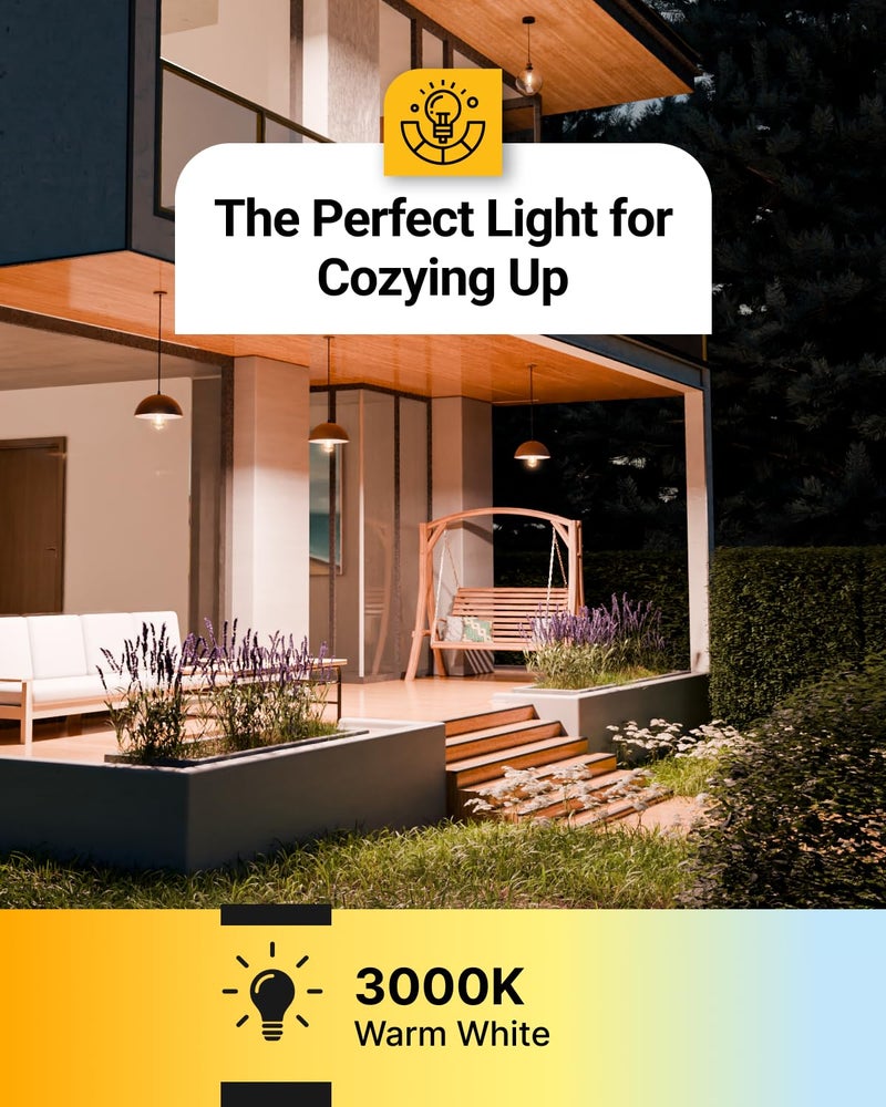 Sunco Lighting Sunco Dusk to Dawn Lights Bulb Outdoor, ST64 Edison Style Automatic Light Sensing Bulbs, 800 LM, 7W (60W Equivalent), ST19, 3000K Warm White, E26 Base UL 4 Pack - Image 4