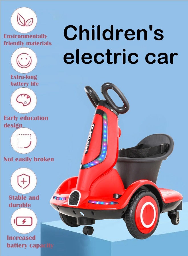 PHISMA Multi-function Electric Scooter for Children, Four-Wheel Electric Scooter with Double Drive, Music and Light, UK Plug, Electric Scooter for 3-7 Years Kids Boys Girls - Image 1