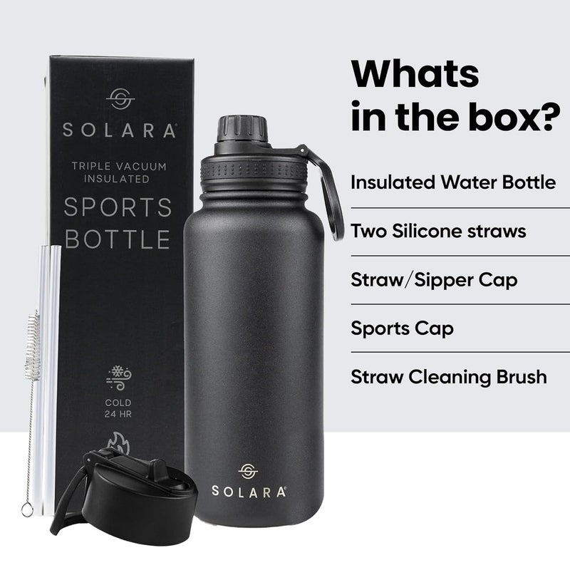 SOLARA Insulated Water Bottle 1 Litre, Hot Water Bottle, 1000ml Thermosteel Water Bottles for Travel, Home, Office, School, Gym, Adults, Water Bottle Hot and Cold, Sipper Bottle, Black Knight - Image 5