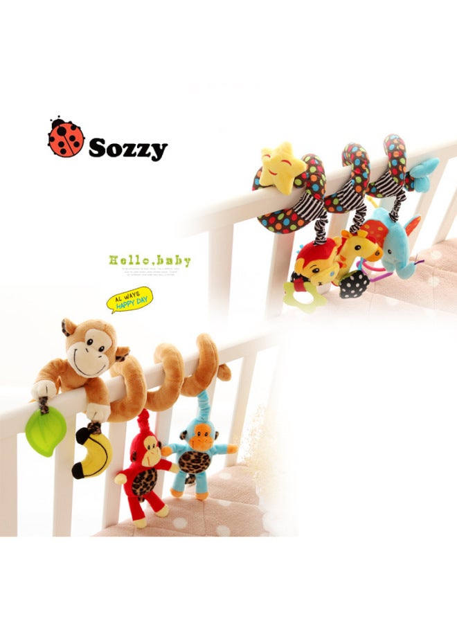 Supply Sozzy Baby Carriage Bed Winding Plush Toy Multi-functional Music Bed Winding With BB Bed Bell-Color:A Family Of Three Monkeys - Image 2