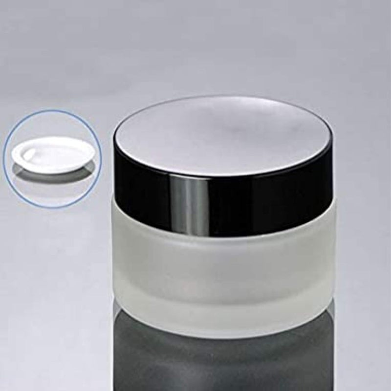 Devinez Devinez Multipurpose Pack of 2 Frosted Glass Empty JarContainer with Black Cap 50 Gms for Beauty Cream Blends Skin Care Hair Care Travel Toners Cosmetic DIY - Image 1