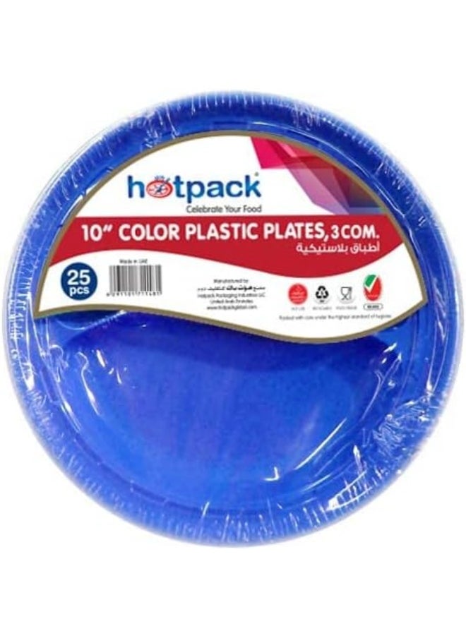 Hotpack Hotpack Disposable 3 Compartment Plastic Round Plates, Assorted, 10 Inches, Pack of 25  - Image 4
