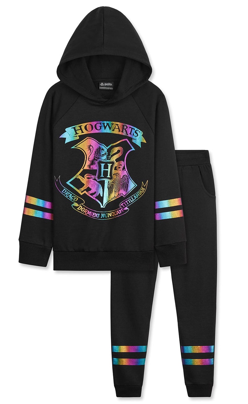Harry Potter Girls Tracksuit, Hoodie and Girls Tracksuit Bottoms (9-10 Years, Black) - Image 1