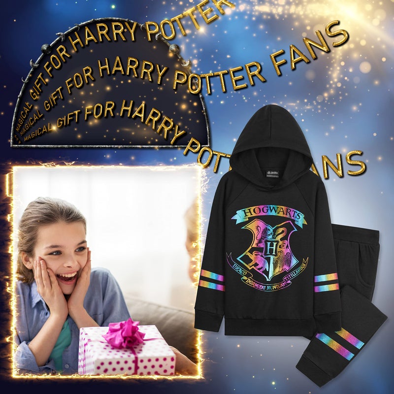 Harry Potter Girls Tracksuit, Hoodie and Girls Tracksuit Bottoms (9-10 Years, Black) - Image 2