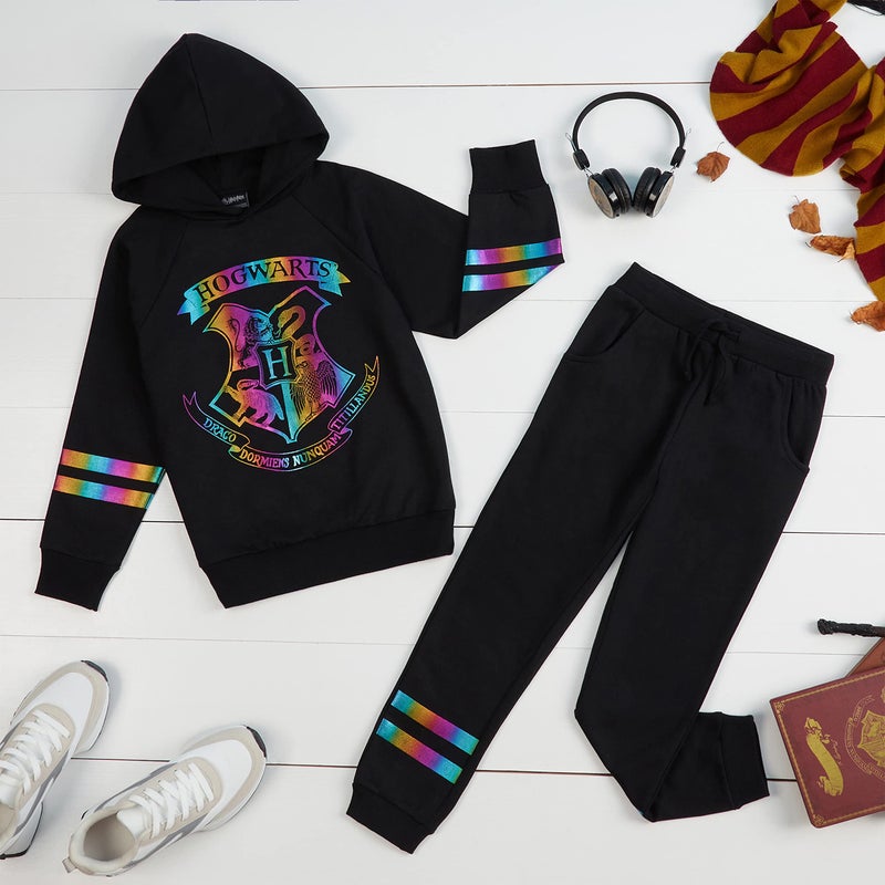 Harry Potter Girls Tracksuit, Hoodie and Girls Tracksuit Bottoms (9-10 Years, Black) - Image 3