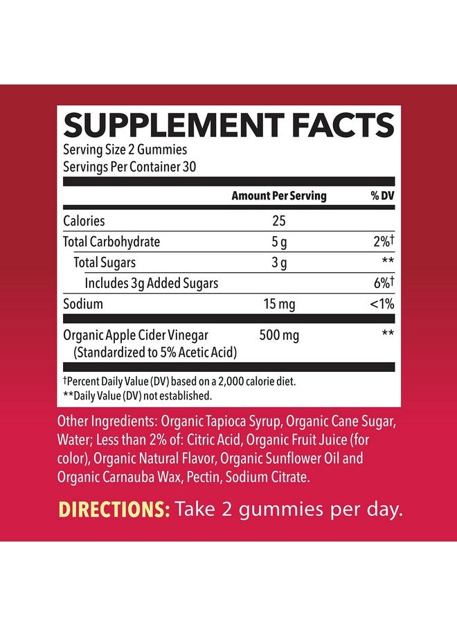 Havasu Nutrition - Organic Apple Cider Vinegar Gummies - ACV Gummies to Support Digestive Health and Gut Flora for Digestion - Natural Apple Flavor - 60 Organic, Vegan, and Non-GMO Apple Cider Vinegar Gummies - Image 1