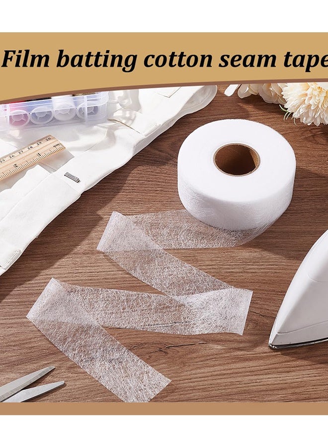3 Rolls White Double Sticky Iron On Fabric Tape Iron On Fabric Tape Heavy Duty Fusible Adhesive Hemming Strip to Repair Curtains Clothes Pants Pillow Case DIY Clothing Art Sewing No Sewing,0.78 inch 70 Yard - Image 3