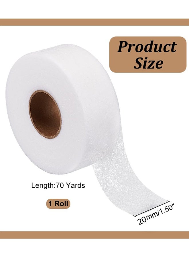 3 Rolls White Double Sticky Iron On Fabric Tape Iron On Fabric Tape Heavy Duty Fusible Adhesive Hemming Strip to Repair Curtains Clothes Pants Pillow Case DIY Clothing Art Sewing No Sewing,0.78 inch 70 Yard - Image 2