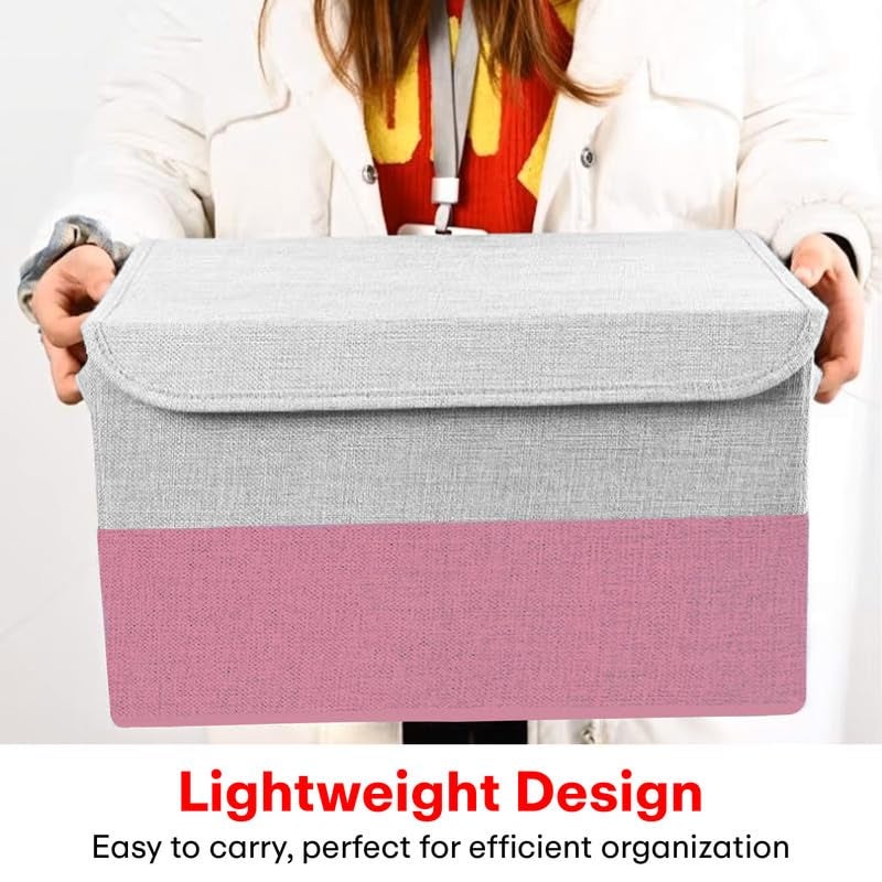 PRIME PICK Line Cloth Storage Box Pink Large Capacity Foldable Storage Organizer for Clothes Bedding Toys and Seasonal Items Durable Dustproof Waterproof Pack of 3 Pink - Image 3