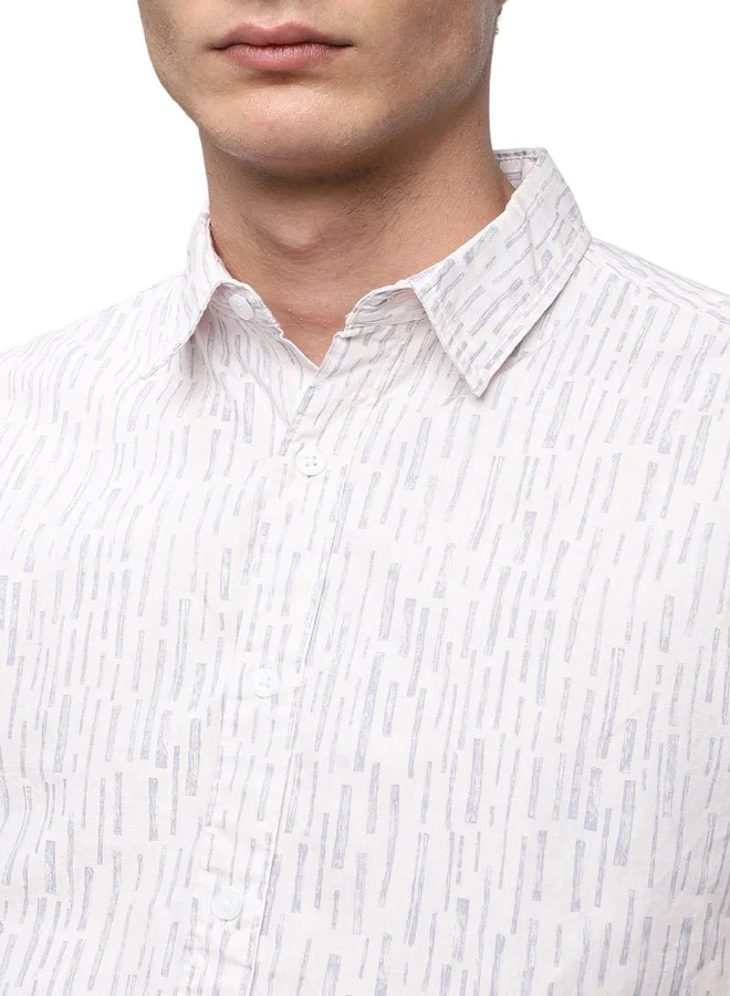 Dennis Lingo Regular Fit Blue 100% Cotton Printed Shirt for Men - Spread Collar, Half Sleeves, Casual