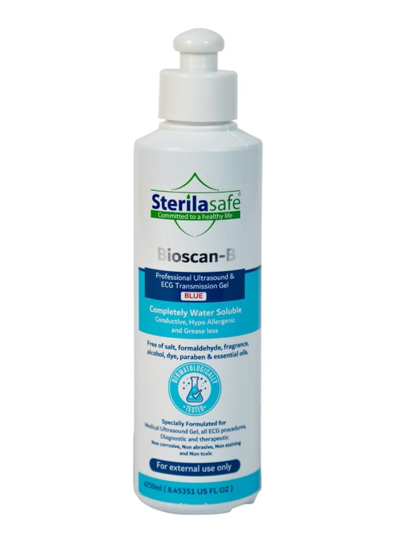 Sterilasafe Sterilasafe BioScan-B Professional ECG Medical Ultrasound Transmission gel, Blue Gel, for Beauty Application, Gel for Therapeutic Medical, 250 ML  - Image 1