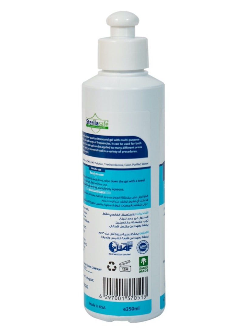 Sterilasafe Sterilasafe BioScan-B Professional ECG Medical Ultrasound Transmission gel, Blue Gel, for Beauty Application, Gel for Therapeutic Medical, 250 ML  - Image 2