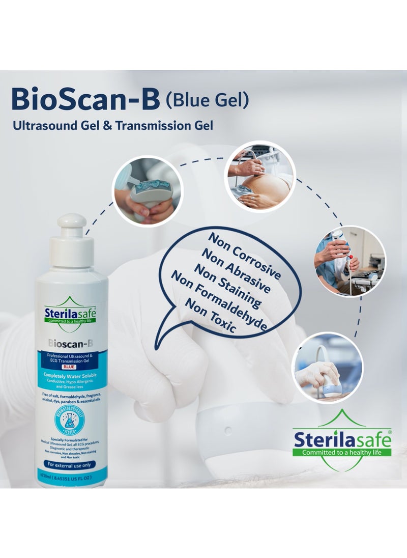 Sterilasafe Sterilasafe BioScan-B Professional ECG Medical Ultrasound Transmission gel, Blue Gel, for Beauty Application, Gel for Therapeutic Medical, 250 ML  - Image 3