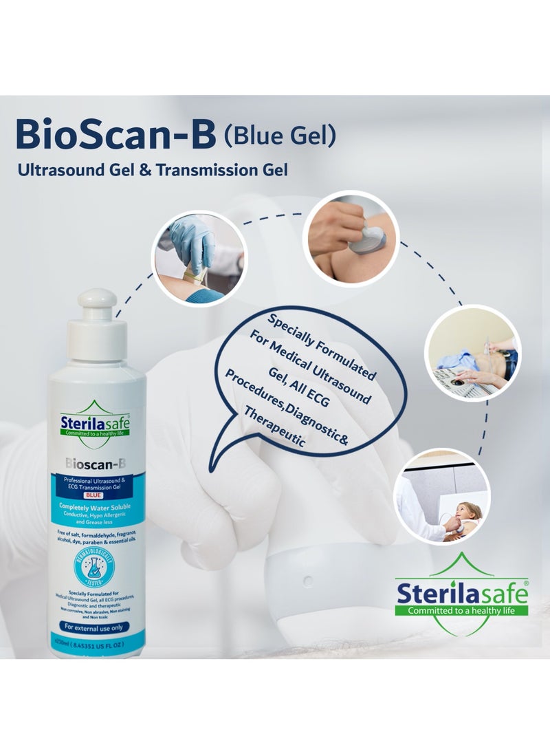 Sterilasafe Sterilasafe BioScan-B Professional ECG Medical Ultrasound Transmission gel, Blue Gel, for Beauty Application, Gel for Therapeutic Medical, 250 ML  - Image 4