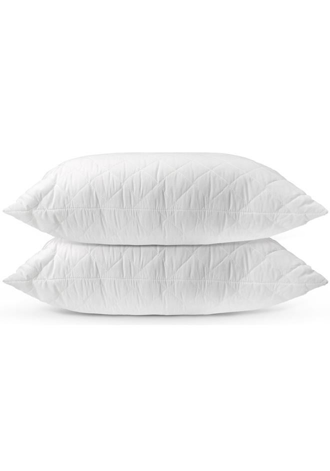 Hotel Linen Klub  Pack of 2  Quilted Pillow Queen (50 x75cm) Outer Cover : 90GSM Microfiber Supersoft Fabric Filling:  650grams Soft Fiber  Diamond Quilt Pattern - Image 1
