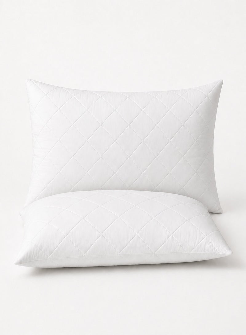 Hotel Linen Klub  Pack of 2  Quilted Pillow Queen (50 x75cm) Outer Cover : 90GSM Microfiber Supersoft Fabric Filling:  650grams Soft Fiber  Diamond Quilt Pattern - Image 1