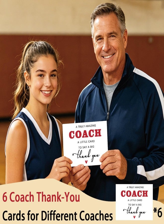 Londue Thank You Coach Card Set 6 Pack 350GSM – Coach Appreciation Gifts for Men Women, Sports Team End of Season Thank You, Perfect for Basketball Soccer Volleyball Baseball Wrestling Gymnastics Coaches Gifts - Image 2