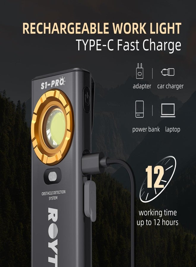ROYTOA Pocket Flashlight Rechargeable Work Light EDC Slim Flat Flashlight 1200 Lumens with Magnetic Base&Back, Proximity Sensor, Clip for Pocket, IPX7, Dual Light Source, USB-C Port - Image 4