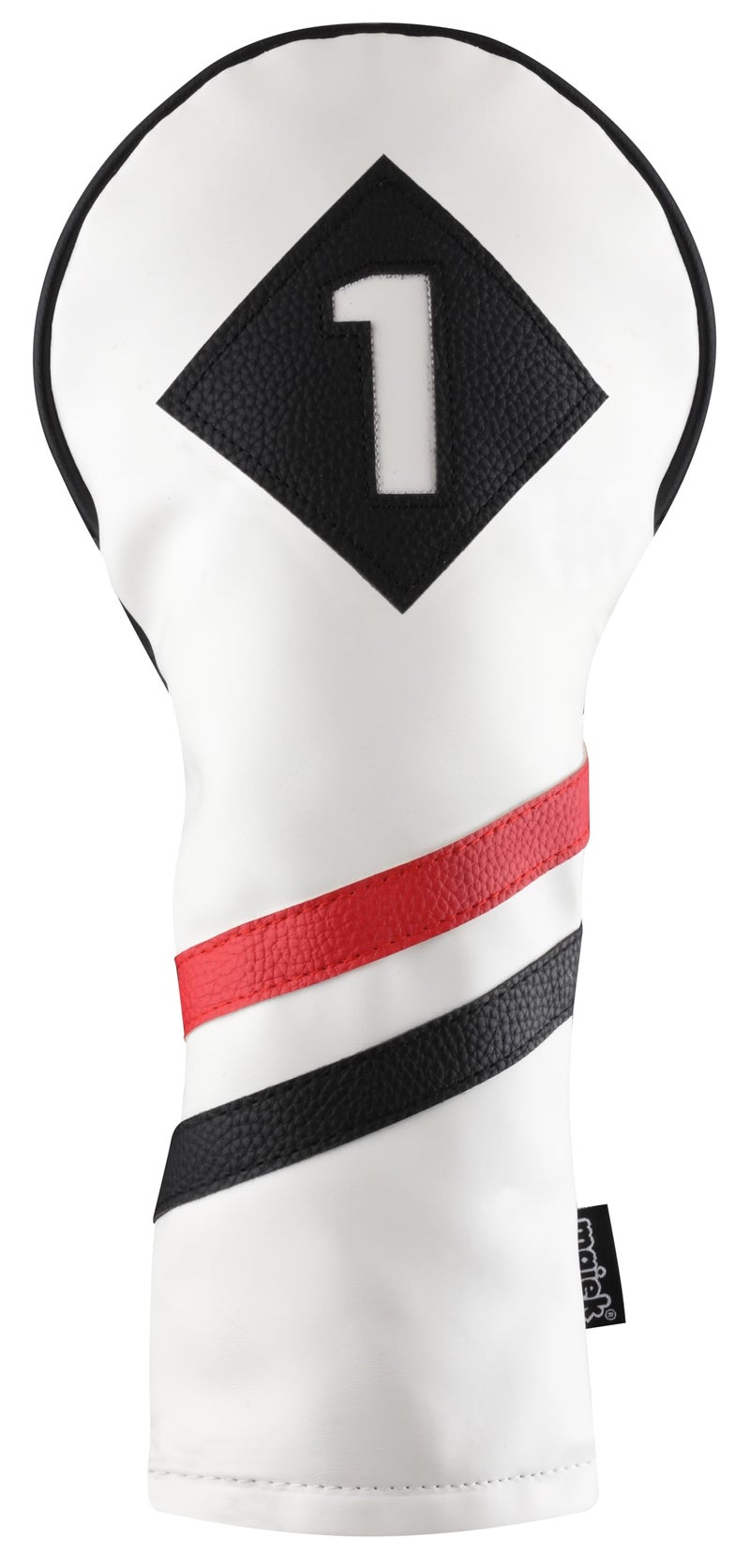 Majek Retro Golf Headcovers White Red And Black Vintage Leather Style 1 3 5 Driver And Fairway Head Covers Fits 460Cc Drivers Classic Look - Image 4