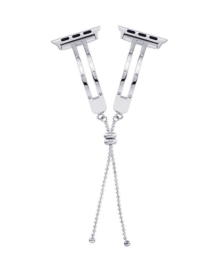 NIBEMINENT Stainless Steel Digital Watch Band For Apple 3/2/1 Generation 38Mm Universal Bracelet Strap Silver - Image 1