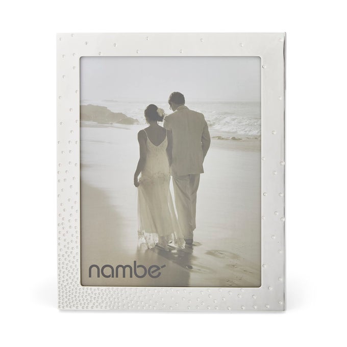 DAZZLE PICTURE FRAME 8 X 10 PHOTO FRAME WITH TEMPERED GLASS VINTAGE AND CONTEMPORARY DESIGN TABLETOP DISPLAY FAMILY FRIENDS WEDDING GIFT HOME OFFICE DCOR SILVER PLATE AND GLASS