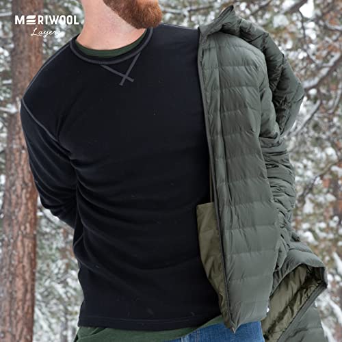 MERIWOOL Mens Base Layer 100% Merino Wool Heavyweight 400g Thermal Shirt for Men Black - Image 5