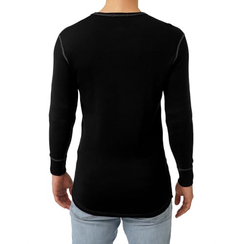 MERIWOOL Mens Base Layer 100% Merino Wool Heavyweight 400g Thermal Shirt for Men Black - Image 2