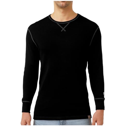 MERIWOOL Mens Base Layer 100% Merino Wool Heavyweight 400g Thermal Shirt for Men Black - Image 1