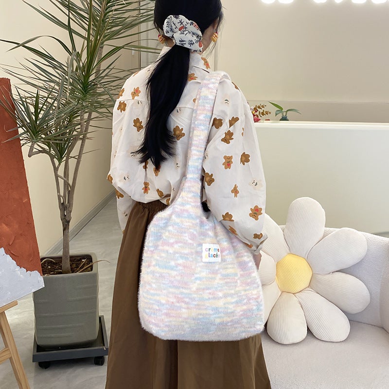 Style Lazy Style Large Capacity Tote Bag Original Design Niche Girly Plush All-Match Shoulder Bag - Image 3