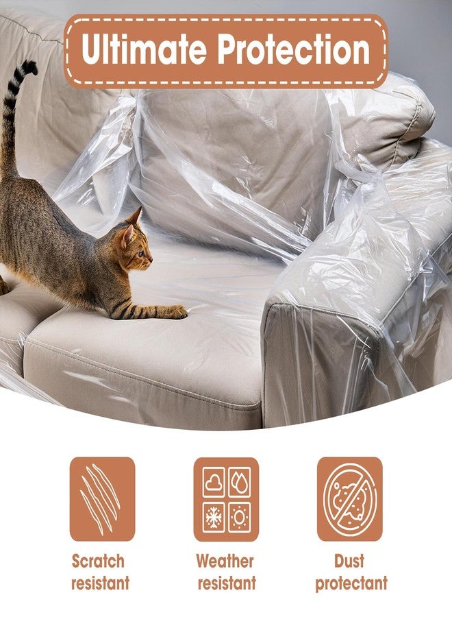 بستي أغطية كنب ثنائية من بيستي - أغطية كنب ثنائية بلاستيكية شفافة - واقيات كنب بلاستيكية شديدة التحمل - أغطية كنب ثنائية مقاومة للماء للحماية من الغبار والأوساخ والرطوبة - 36 × 18 × 84 × 40 بوصة - Image 5