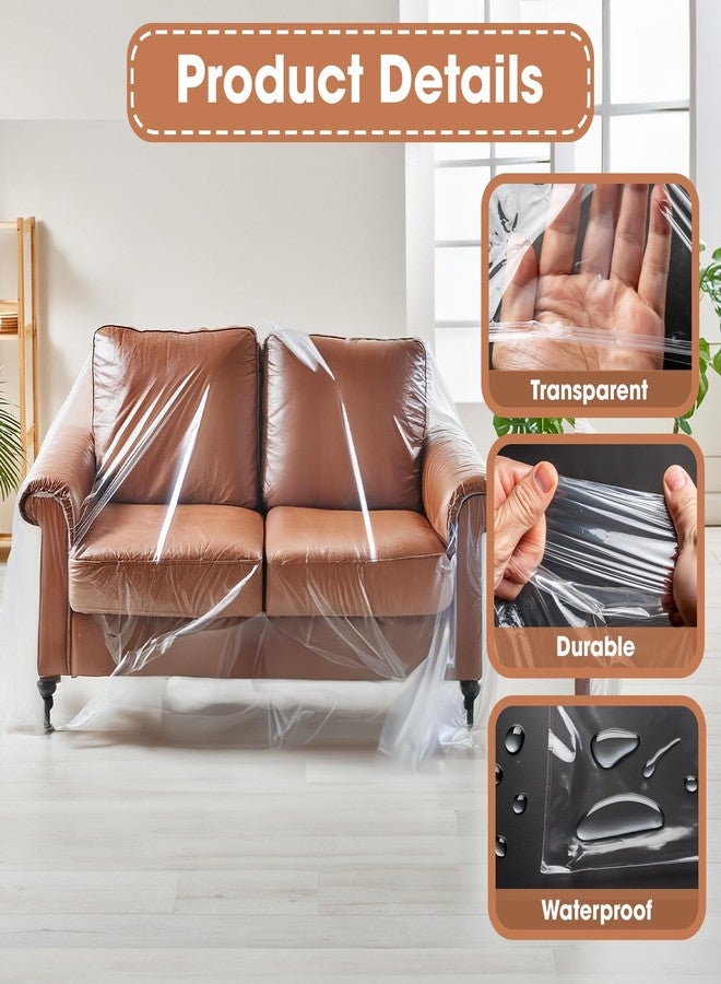 بستي أغطية كنب ثنائية من بيستي - أغطية كنب ثنائية بلاستيكية شفافة - واقيات كنب بلاستيكية شديدة التحمل - أغطية كنب ثنائية مقاومة للماء للحماية من الغبار والأوساخ والرطوبة - 36 × 18 × 84 × 40 بوصة - Image 3