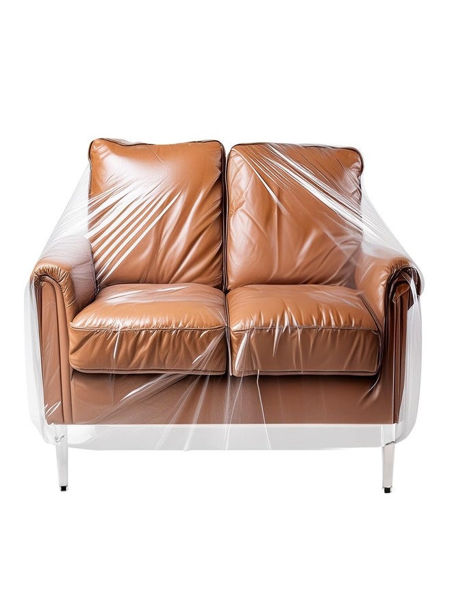 بستي أغطية كنب ثنائية من بيستي - أغطية كنب ثنائية بلاستيكية شفافة - واقيات كنب بلاستيكية شديدة التحمل - أغطية كنب ثنائية مقاومة للماء للحماية من الغبار والأوساخ والرطوبة - 36 × 18 × 84 × 40 بوصة - Image 1