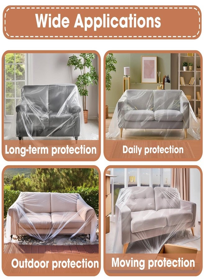 بستي أغطية كنب ثنائية من بيستي - أغطية كنب ثنائية بلاستيكية شفافة - واقيات كنب بلاستيكية شديدة التحمل - أغطية كنب ثنائية مقاومة للماء للحماية من الغبار والأوساخ والرطوبة - 36 × 18 × 84 × 40 بوصة - Image 4