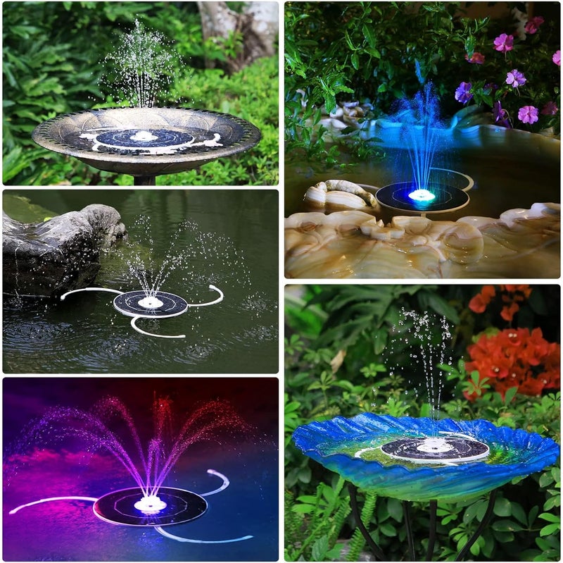 AISITIN 3.5W Solar Fountain Pump, LED Lighting Solar Water Pump Floating Fountain with 6 Nozzles, 1500mAh Battery Backup for Bird Bath, Fish Tank, Pond or Garden Decoration Solar Aerator Pump - Image 3