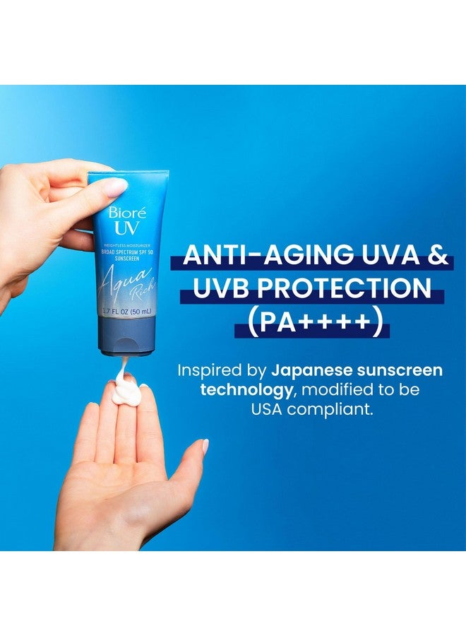 Bioré Biore UV Aqua Rich SPF 50 PA++++ Daily Moisturizer Sunscreen for Face, For Sensitive Skin, Oil Free, Hyaluronic Acid, Vegan, Oxybenzone & Octinoxate Free, Dermatologist Tested, 1.7 Oz - Image 4