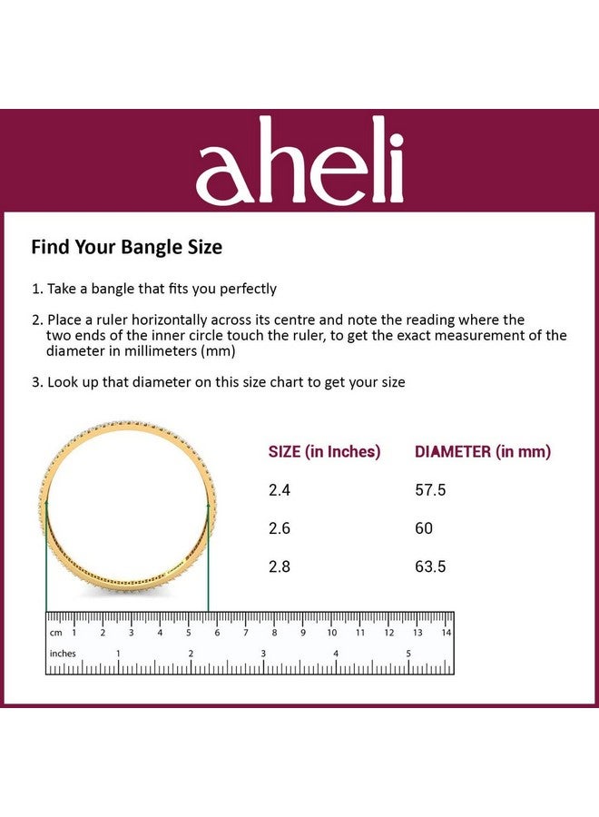 Aheli Ethnic Colorful Metal Bangles Chudha Set Stone Studded Bangle Set Indian Wedding Wear Fashion Jewelry For Women u0026 Girls (Peach) - Image 4