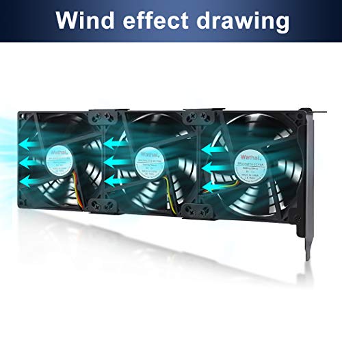 Wathai 3x90mm GPU Cooler Fans, 10.86in(L) x 4.72in(W) x 1.18in(H), Desktop, 120 CFM, 37dBA, PWM Controllable, 12V, 1800RPM, For Gaming, Video Editing, Mining Rigs - Image 5