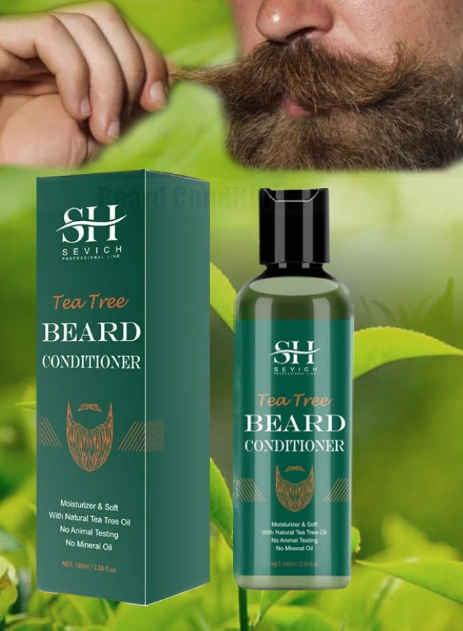 Sevich بلسم لحية زيت شجرة الشاي 100 مل لتغذية وترطيب وتنعيم اللحية زيت شجرة الشاي الطبيعي للعناية باللحية إصلاح اللحية الرقيقة والشعر التالف زيت بلسم اللحية والشارب - Image 1