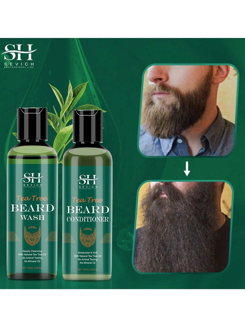 Sevich بلسم لحية زيت شجرة الشاي 100 مل لتغذية وترطيب وتنعيم اللحية زيت شجرة الشاي الطبيعي للعناية باللحية إصلاح اللحية الرقيقة والشعر التالف زيت بلسم اللحية والشارب - Image 4