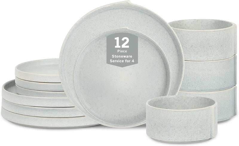 Stone Lain Bao 12Piece Dinnerware Set Stoneware BlueGrey - Image 1