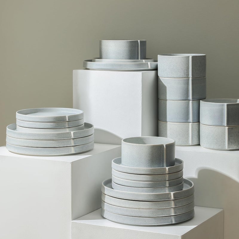 Stone Lain Bao 12Piece Dinnerware Set Stoneware BlueGrey - Image 3