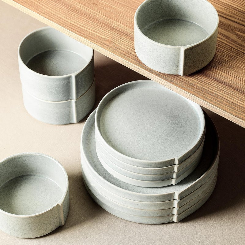 Stone Lain Bao 12Piece Dinnerware Set Stoneware BlueGrey - Image 5