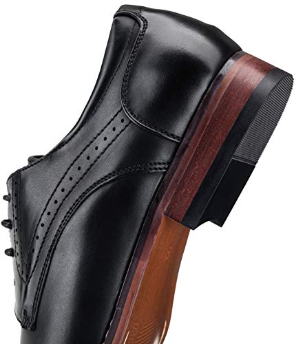 Vostey Men's Dress Shoes Black Classic Cap Toe Brogue Men Oxfords (BMY636 Black Size 9.5) - Image 3