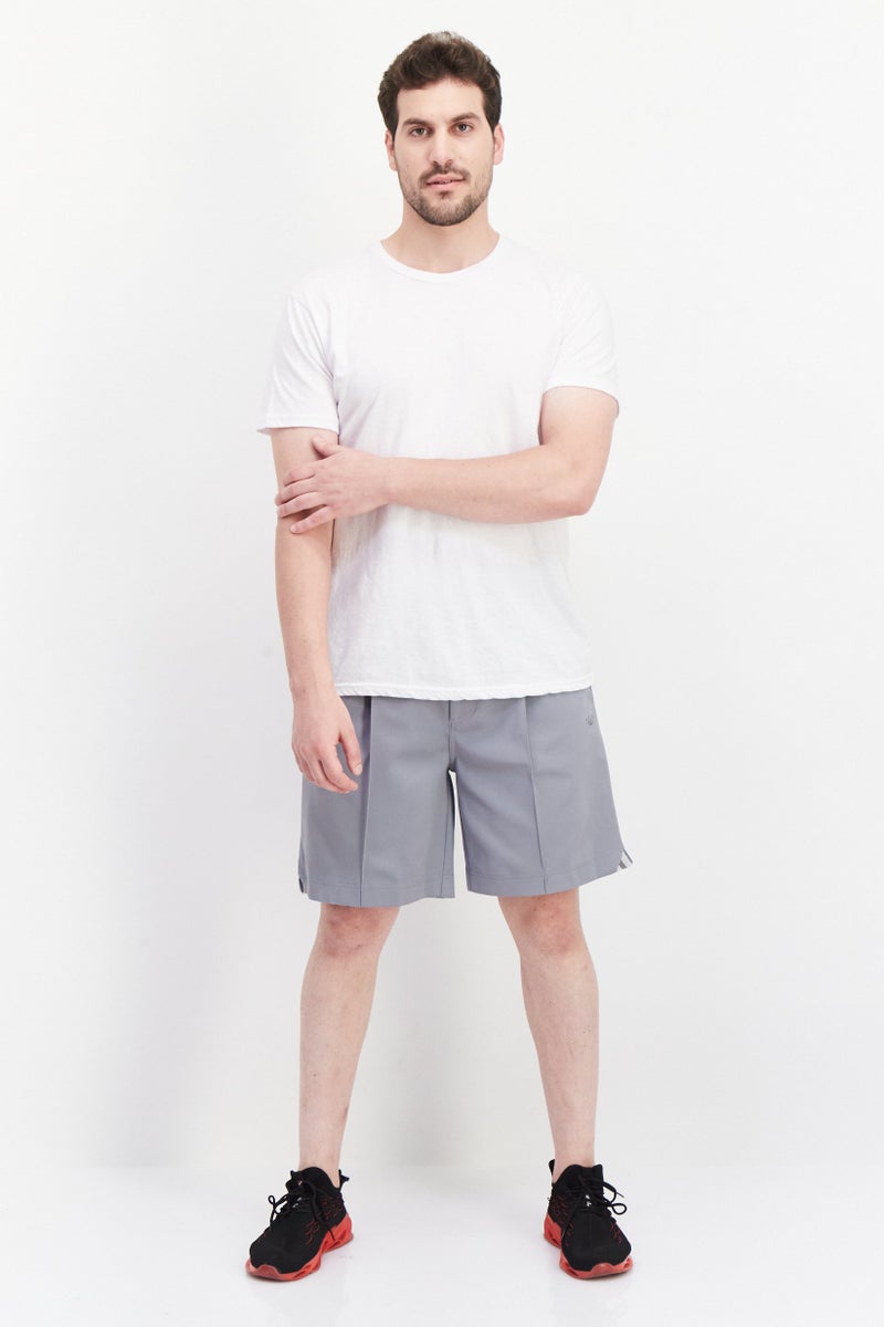 adidas Originals Men Sportswear Fit Embroidered Brand Logo Training Shorts, Grey  - Image 4