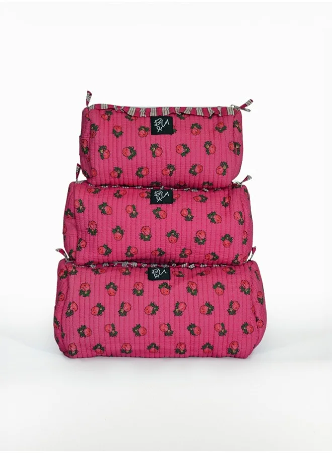 BU Towels BU Turathi Pouch, Set of three, Hand-printed, Designed for travel, pool days, and everyday use